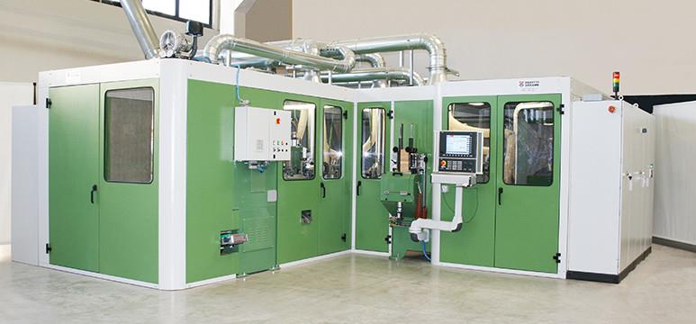 <span>LBH</span>: Impianto automatico completo per la fresatura e la levigatura di manici da pennello